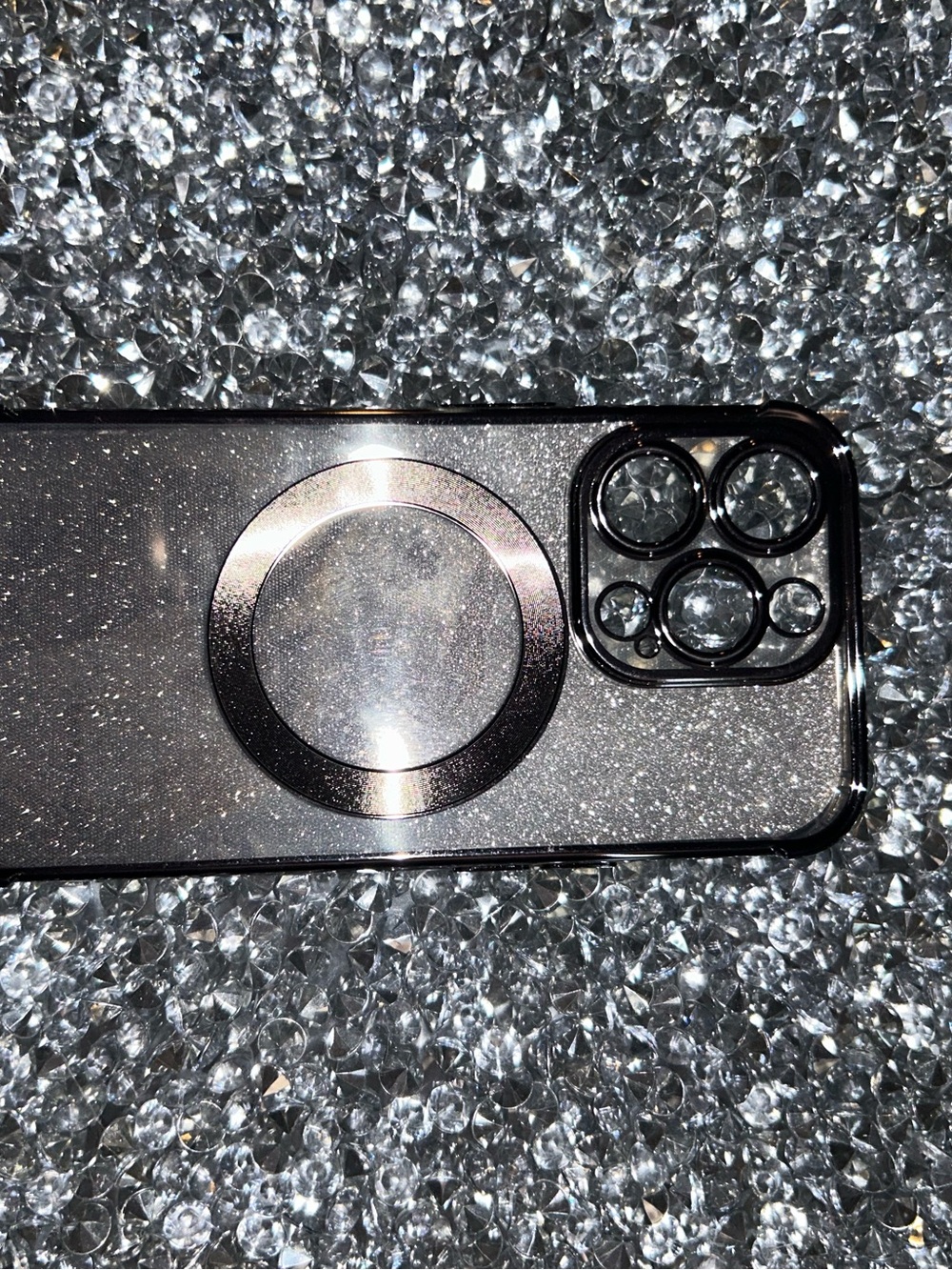 iPhone 15 pro Clear Glitter MagSafe Compatible Phone Case with Camera Ring